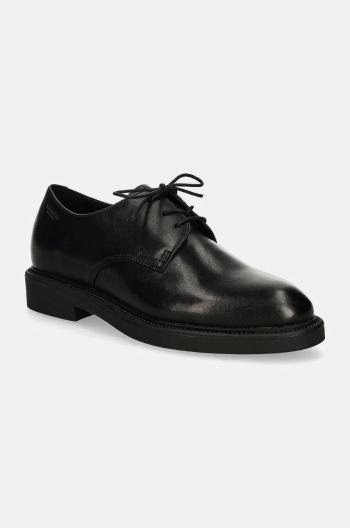 Kožené poltopánky Vagabond Shoemakers ALEX W dámske, čierna farba, na plochom podpätku, 5848-001-20