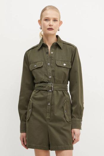 Rifľový overal Weekend Max Mara zelená farba, bavlnený, s golierom, 2425246016600