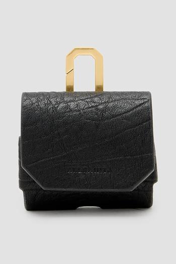 Kožené puzdro na airpod AllSaints AIRPOD čierna farba, W124XC
