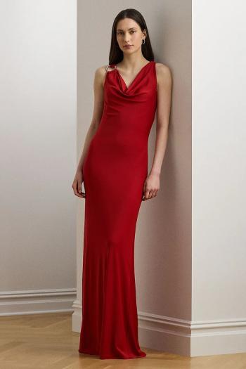 Šaty Lauren Ralph Lauren červená farba, maxi, priliehavé, 253971057