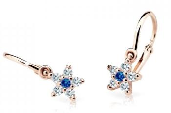 Cutie Jewellery Trblietavé detské náušnice z ružového zlata C2118-10-X-4 modrá