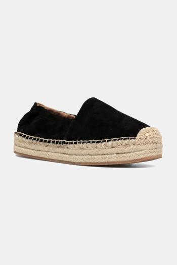 Kožené espadrilky BOSS Madeira čierna farba, na platforme, 50542344