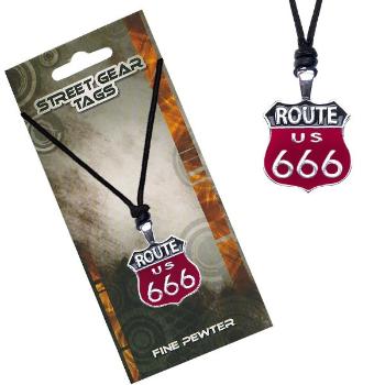 Čierno-červený náhrdelník na šnúrke, značka Route 666