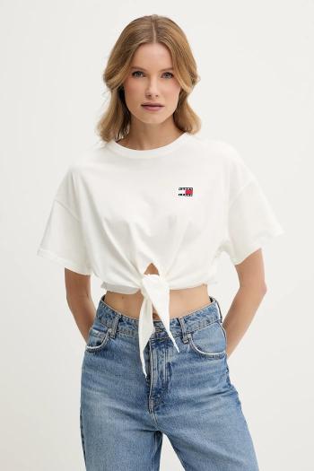 Bavlnené tričko Tommy Jeans dámske, biela farba, DW0DW20321