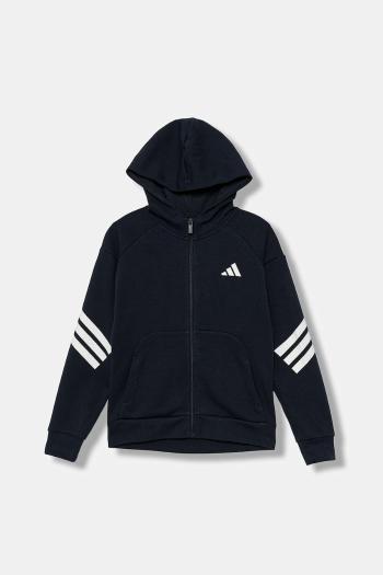 Detská mikina adidas tmavomodrá farba, s kapucňou, s potlačou, JW7527