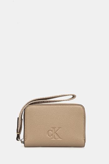 Peňaženka Calvin Klein Jeans dámska, béžová farba, LV04K1024G
