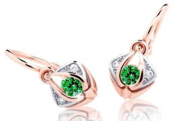 Cutie Jewellery Krásne detské náušnice z ružového zlata C2217-10-X-4 zelená
