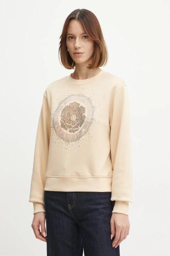 Mikina Guess dámska, béžová farba, s nášivkou, W5RQ05 K7EX1