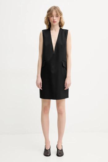 Šaty s prímesou vlny MM6 Maison Margiela čierna farba, mini, oversize, S52DA0046.M35153