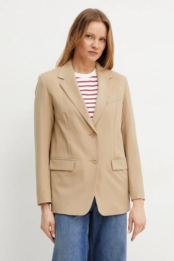 Vlnené sako Weekend Max Mara zelená farba, jednoradové, jednofarebné, 2515041091600
