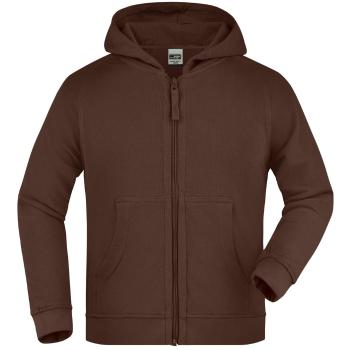 James & Nicholson Detská mikina na zips s kapucňou JN059k - Hnedá | XL