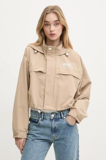 Bunda Moschino Jeans dámska, béžová farba, prechodná, oversize, 0605 3220