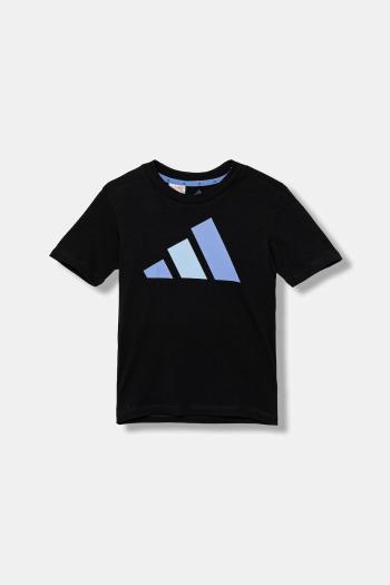 Detské bavlnené tričko adidas čierna farba, s potlačou, KB7311