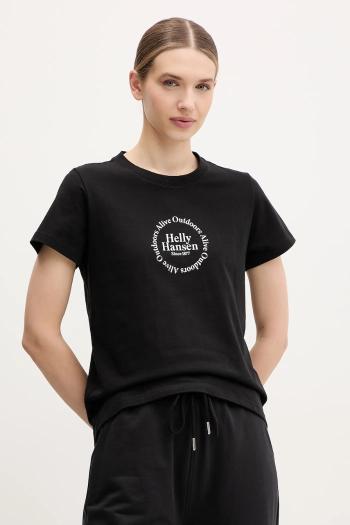 Bavlnené tričko Helly Hansen CORE GRAPHIC dámske, čierna farba, 54592