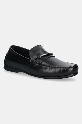 Kožené mokasíny Calvin Klein DRIVER W/ NY BIT LTH pánske, čierna farba, HM0HM01701