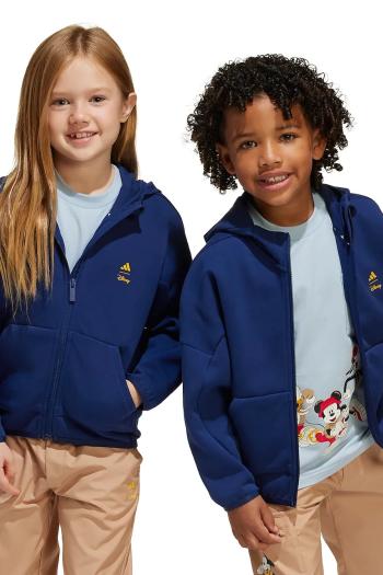 Detská mikina adidas tmavomodrá farba, s kapucňou, s potlačou, JD4554