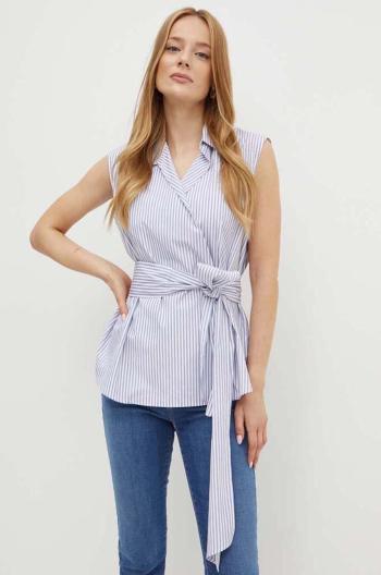 Bavlnená košeľa Weekend Max Mara dámska, biela farba, voľný strih, s klasickým golierom, 2425116121600