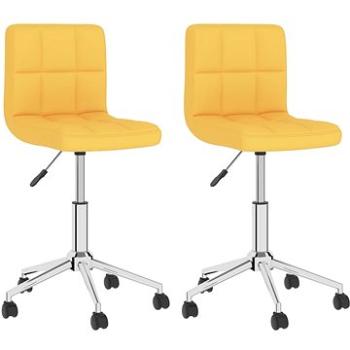 Otočné jedálenské stoličky 2 ks horčicovožlté textil, 334454