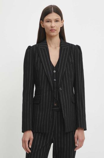 Sako Bruuns Bazaar DecumariaBBNora blazer čierna farba, jednoradové, vzorované, BBW4083