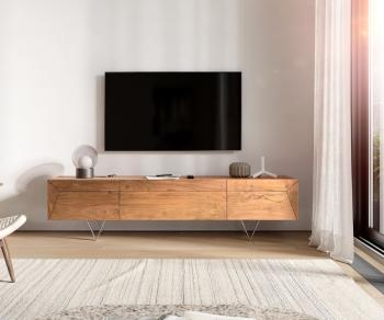 TV stolík Wyatt 175 cm prírodná akácia 2 dvierka 1 výklopné dvierka
