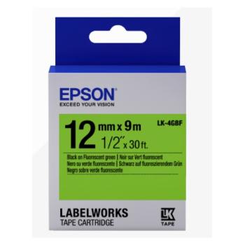 Epson LabelWorks LK-4GBF C53S654018 12mm x 9m, čierna tlač / zelený podklad, fluorescenčná, originálna páska