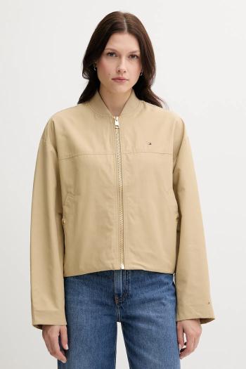 Bunda Tommy Hilfiger zelená farba, prechodná, oversize, WW0WW45619