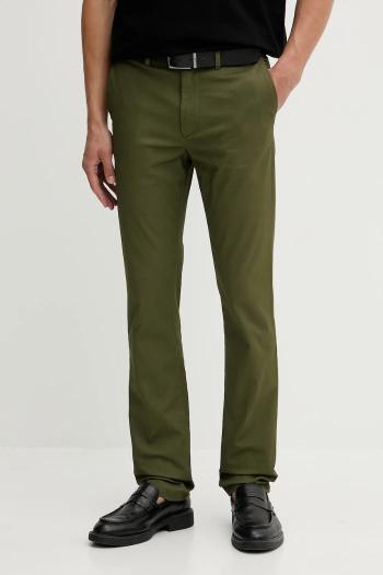 Nohavice Tommy Hilfiger zelená farba, rovný strih, MW0MW40262