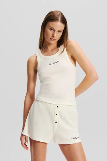 Bavlnené pyžamo Karl Lagerfeld dámske, béžová farba, bavlnené, A2W45004