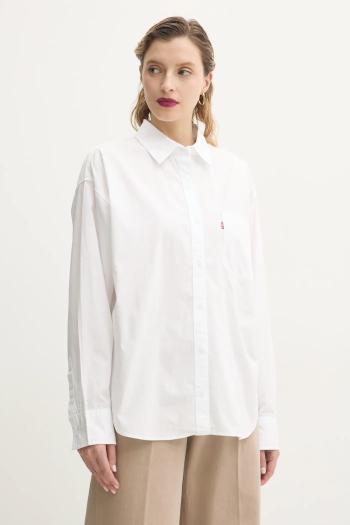 Bavlnená košeľa Levi's HARLIE NEW BF SHIRT dámska, biela farba, voľný strih, s klasickým golierom, 001HM