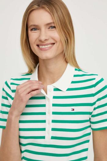 Polo tričko Tommy Hilfiger dámsky,zelená farba,WW0WW39530