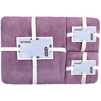 GOLDBABY detské osušky sada tmavá fialová 2 ks 35 × 75, 1 ks 70 × 140 cm (0722777604723)