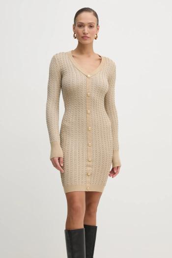 Šaty Guess béžová farba, mini, priliehavé, W5RK09 Z3KT0