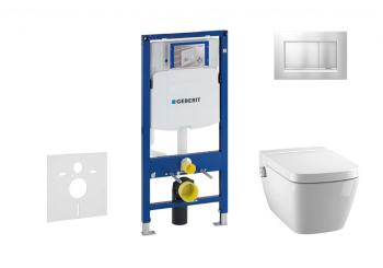 GEBERIT - Duofix Modul na závesné WC s tlačidlom Sigma30, matný chróm/chróm + Tece One - sprchovacia toaleta a doska, Rimless, SoftClose 111.300.00.5 NT7