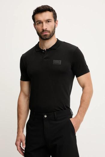 Polo tričko EA7 Emporio Armani pánske, čierna farba, s nášivkou, AF13863.7M000091
