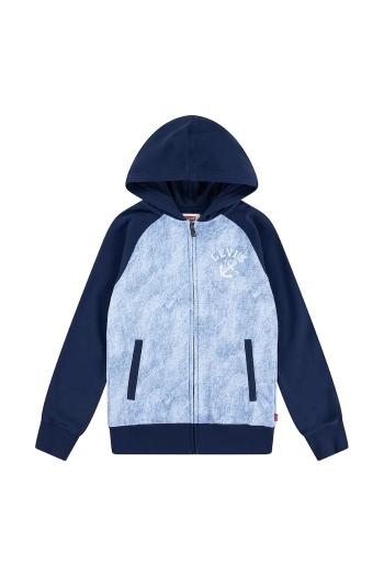 Detská mikina Levi's TROMPE LOEIL DENIM HOODIE tmavomodrá farba, s kapucňou, jednofarebná, 9EM394