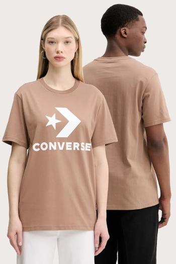 Bavlnené tričko Converse hnedá farba, s potlačou, 10025458-A39
