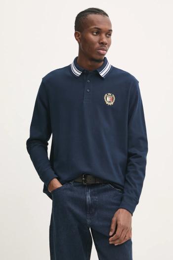 Bavlnené tričko s dlhým rukávom Tommy Jeans tmavomodrá farba, jednofarebné, DM0DM20100