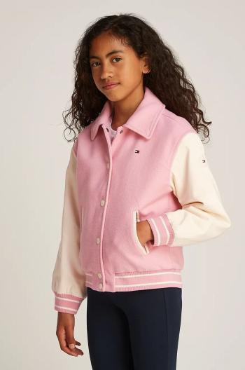 Detská bunda bomber Tommy Hilfiger ružová farba, KG0KG08316