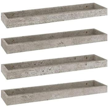 Shumee - Nástenné Loggia 4 ks betónovosivé 60×15×4 cm MDF, 330224