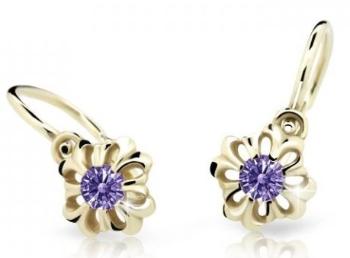 Cutie Jewellery Nežné detské náušnice zo žltého zlata C2208-10-X-1 fialová