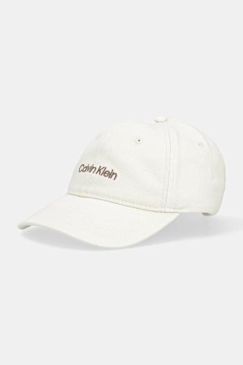 Bavlnená šiltovka Calvin Klein béžová farba, s nášivkou, LV04G5068G