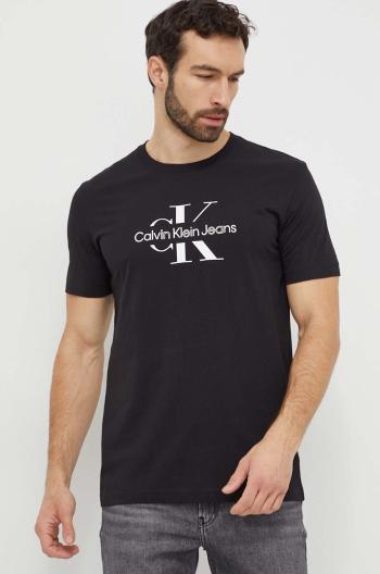 Bavlnené tričko Calvin Klein Jeans pánske,čierna farba,s potlačou,J30J325190