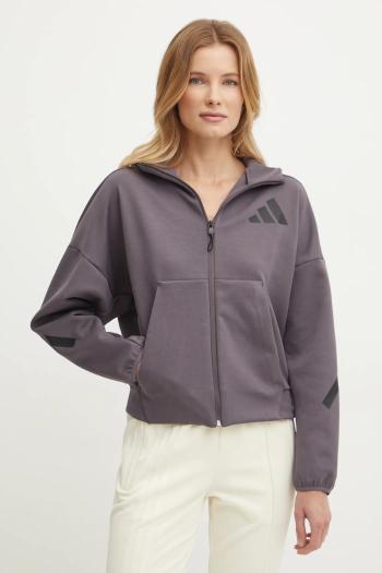 Mikina adidas Z.N.E. dámska, fialová farba, s potlačou, JD5985