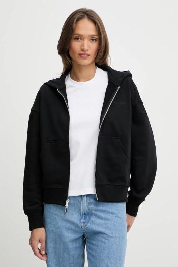 Bavlnená mikina Calvin Klein čierna farba, s kapucňou, jednofarebná, LV044C211G