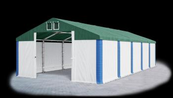 Garážový stan 4x6x2m strecha PVC 560g/m2 boky PVC 500g/m2 konštrukcia ZIMA PLUS Zelená Biela Modré