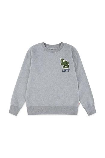 Detská mikina Levi's STREAMLINE MONOGRAM CREWNE šedá farba, s potlačou, 9EP034