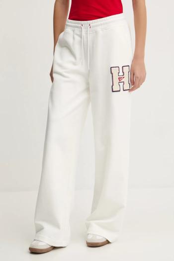 Bavlnené tepláky Tommy Jeans béžová farba, s nášivkou, DW0DW20558