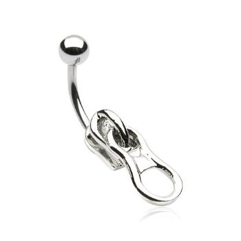 Piercing do pupku z nehrdzavejúcej ocele - zips a jednoduchá gulička