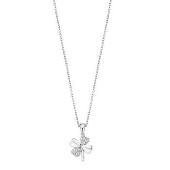 Lotus Silver Nežný strieborný náhrdelník s čírymi zirkónmi štvorlístok LP3108-1 / 1