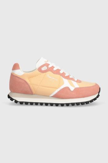 Tenisky Pepe Jeans PLS40013 oranžová farba, BRIT-ON PRINT W